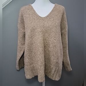 Eileen Fisher Womans Small Alpaca Wool Organic Cotton Sweater Taupe Oversized